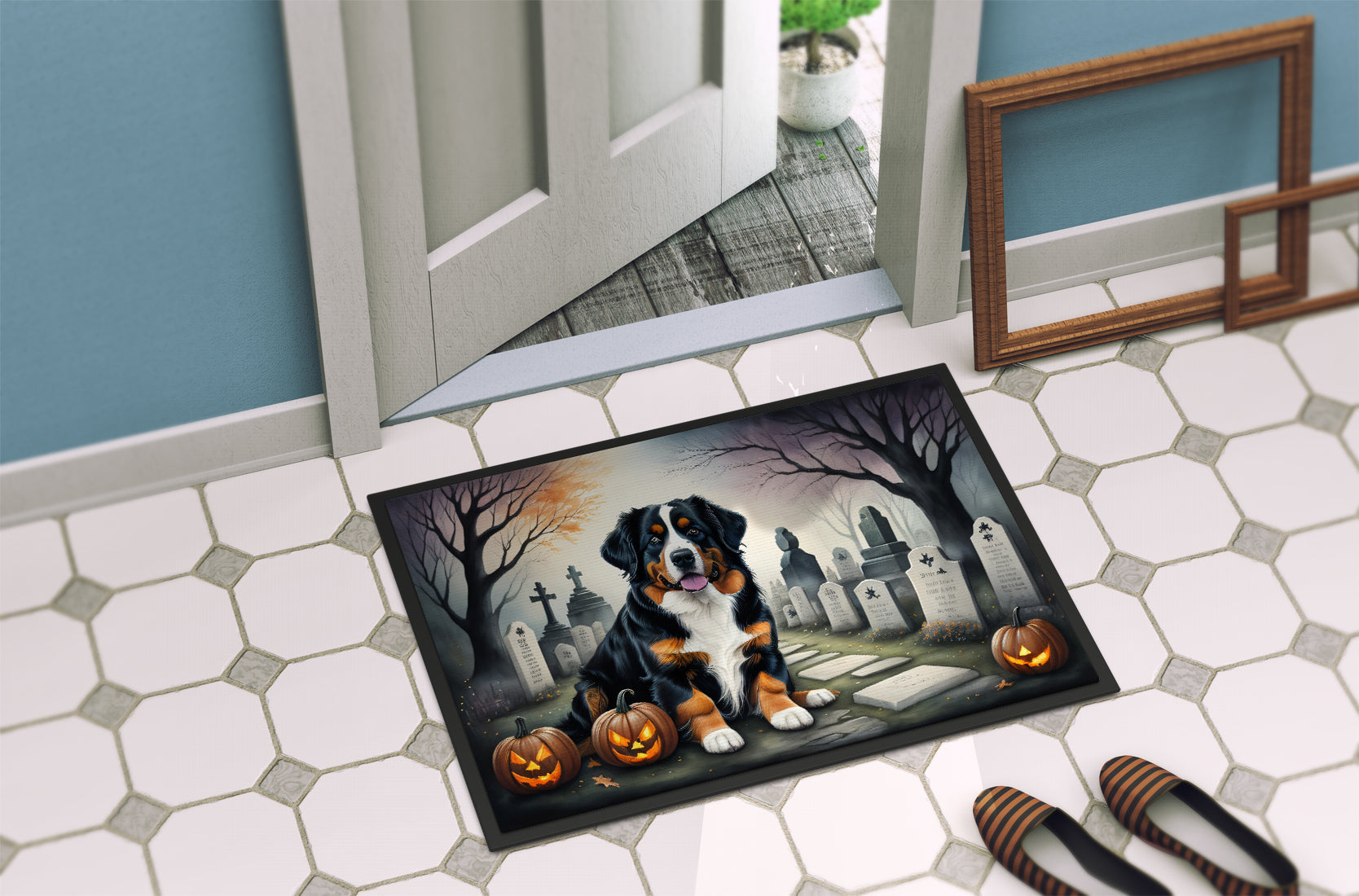 Bernese Mountain Dog Spooky Halloween Doormat - One Color / One Size - Home & Garden - Home Textile - Carpets & Rugs