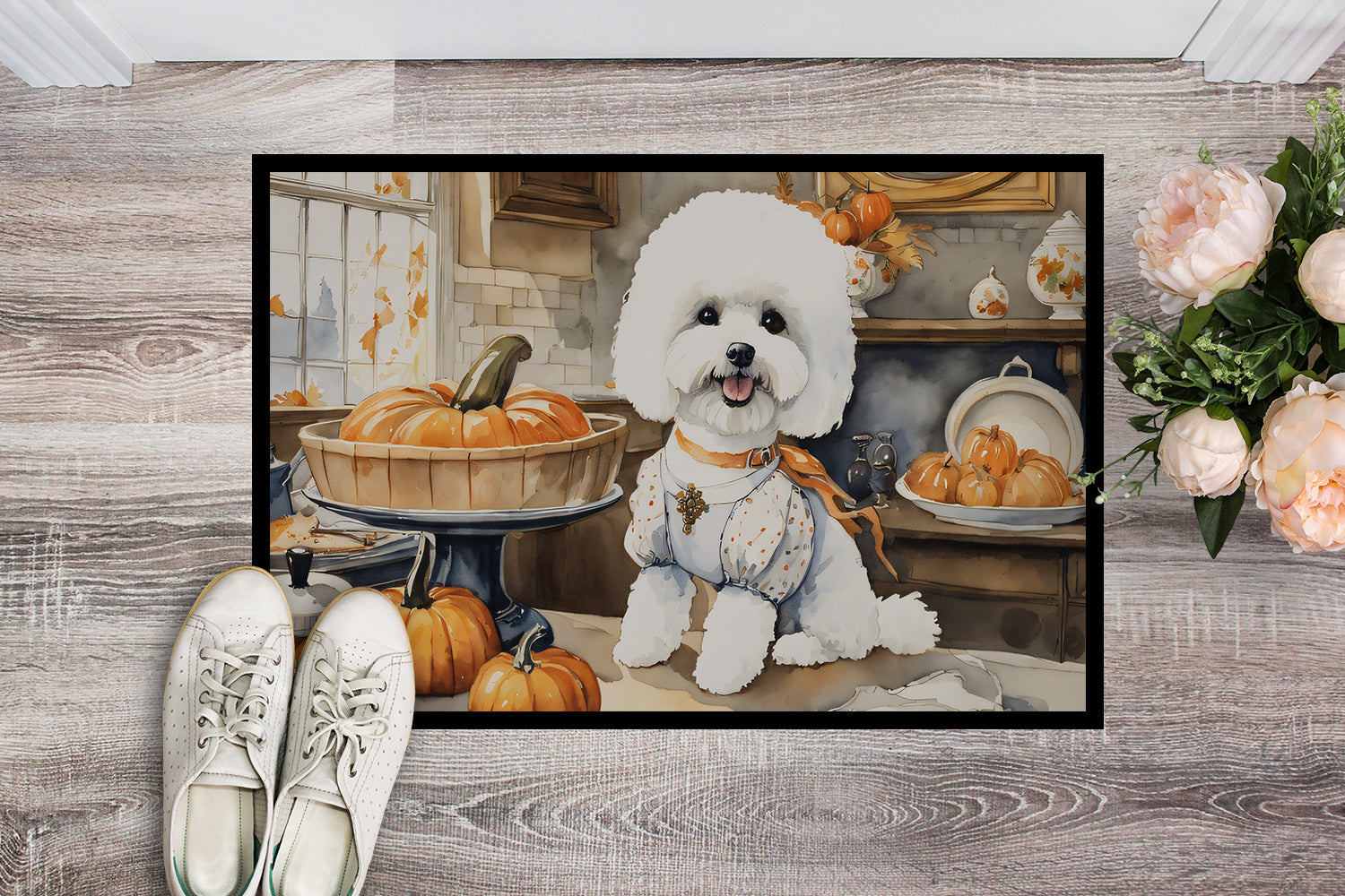 Bichon Frise Fall Kitchen Pumpkins Doormat - One Color / One Size - Home & Garden - Home Textile - Carpets & Rugs