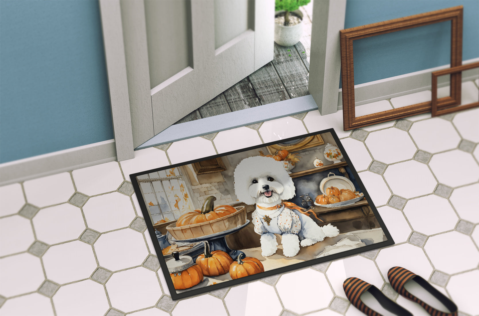 Bichon Frise Fall Kitchen Pumpkins Doormat - One Color / One Size - Home & Garden - Home Textile - Carpets & Rugs