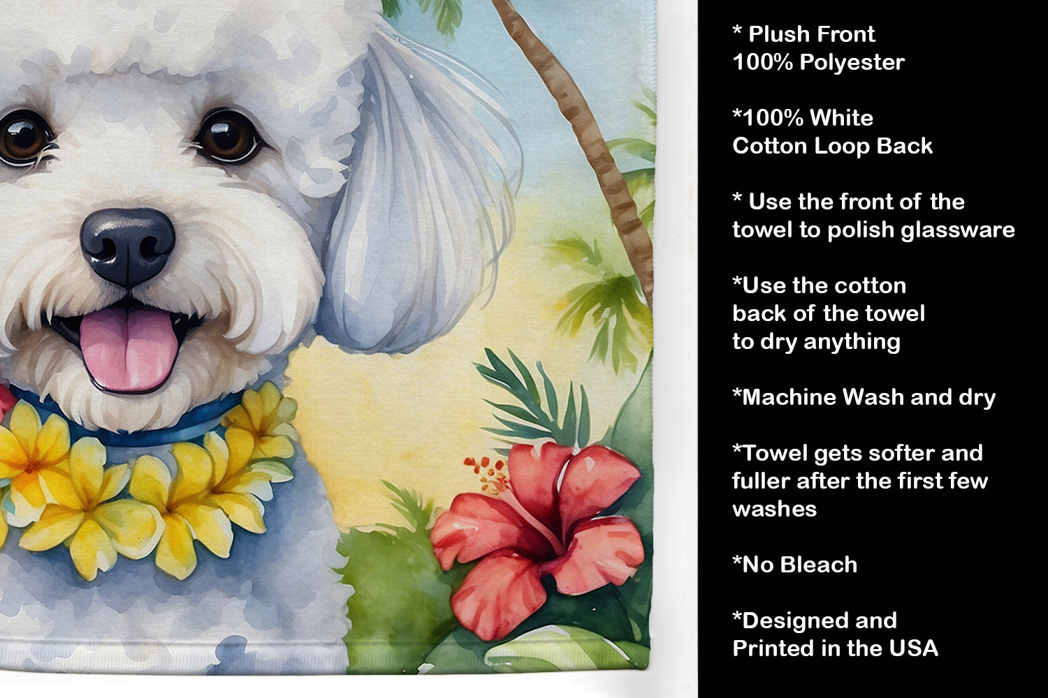 Bichon Frise Luau Kitchen Towel - One Color / One Size - Home & Garden - Home Textile - Towels