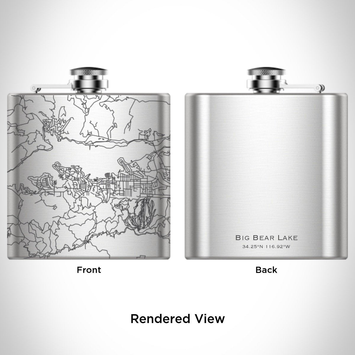 Big Bear Lake - California Engraved Map Hip Flask - Drinkware