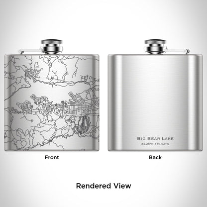 Big Bear Lake - California Engraved Map Hip Flask - Drinkware