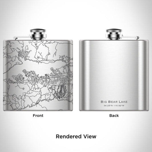 Big Bear Lake - California Engraved Map Hip Flask - Drinkware
