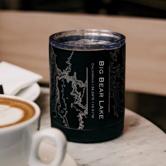 Big Bear Lake - California Engraved Map Insulated Cup in Matte Black - Drinkware