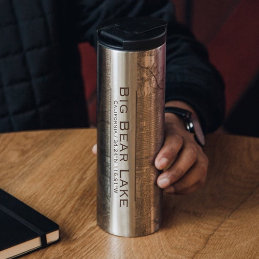 Big Bear Lake - California Engraved Map Tumbler - Drinkware