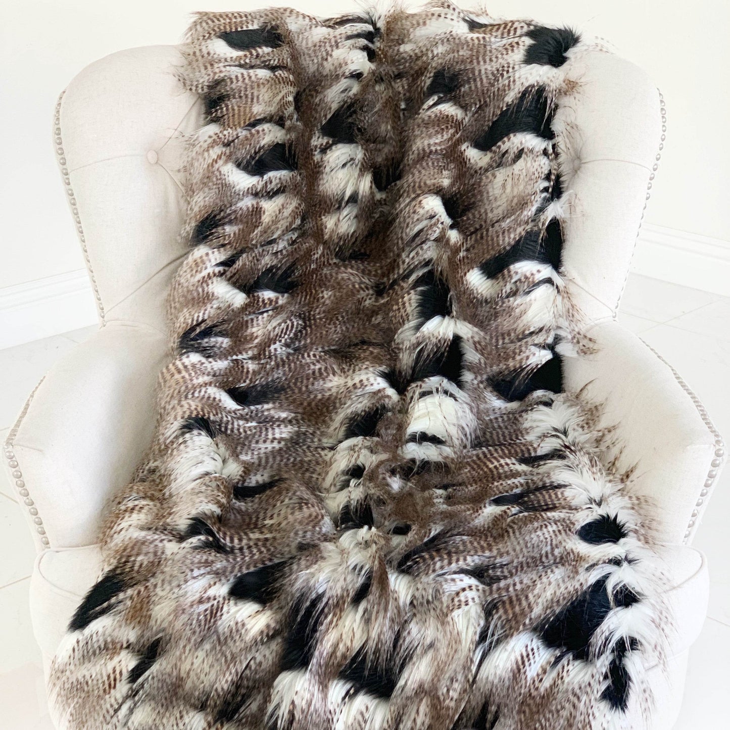 Black and Gold Fancy Rococo Plush Handmade Luxury Faux Fur Throw - Home & Garden - Home Textile - Bedding