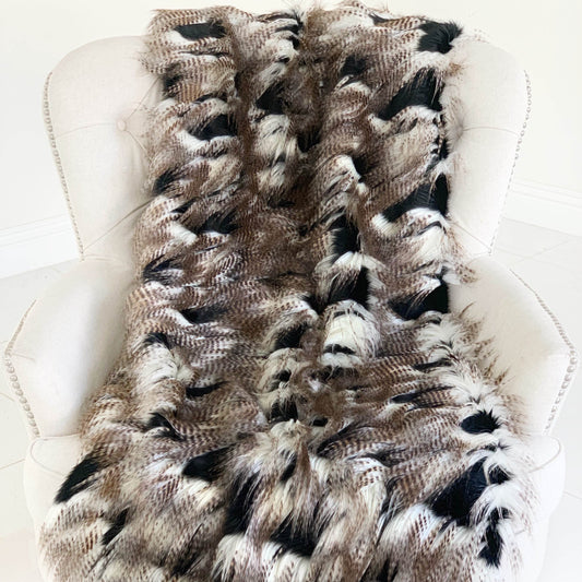 Black and Gold Fancy Rococo Plush Handmade Luxury Faux Fur Throw - Home & Garden - Home Textile - Bedding