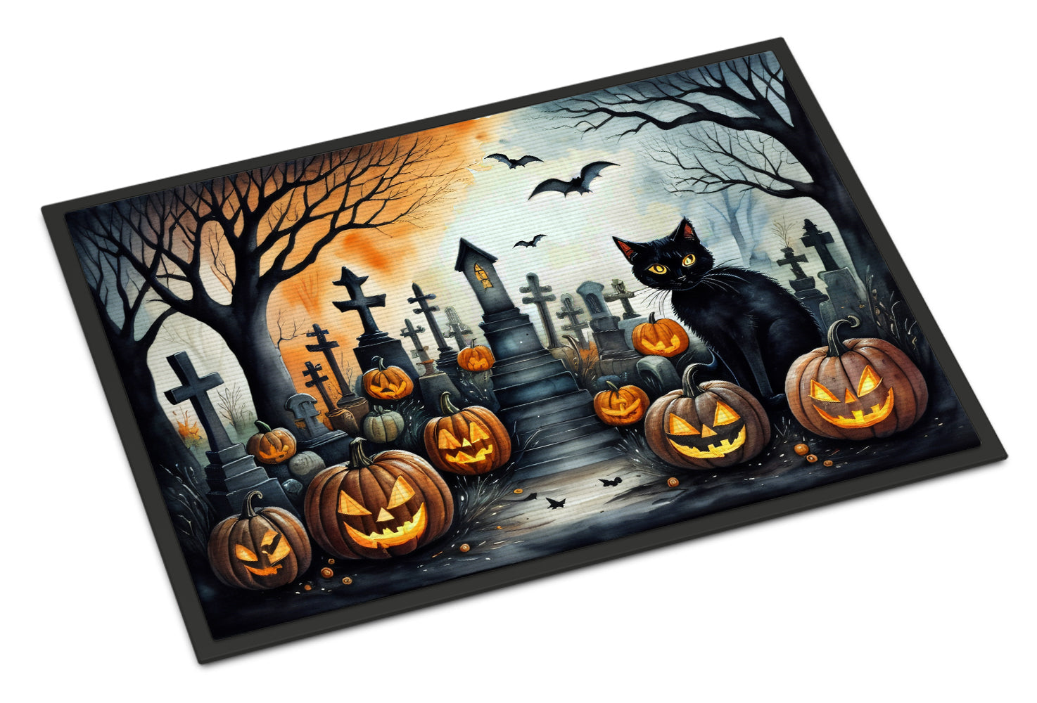 Black Cat Spooky Halloween Doormat - One Color / One Size - Home & Garden - Home Textile - Carpets & Rugs