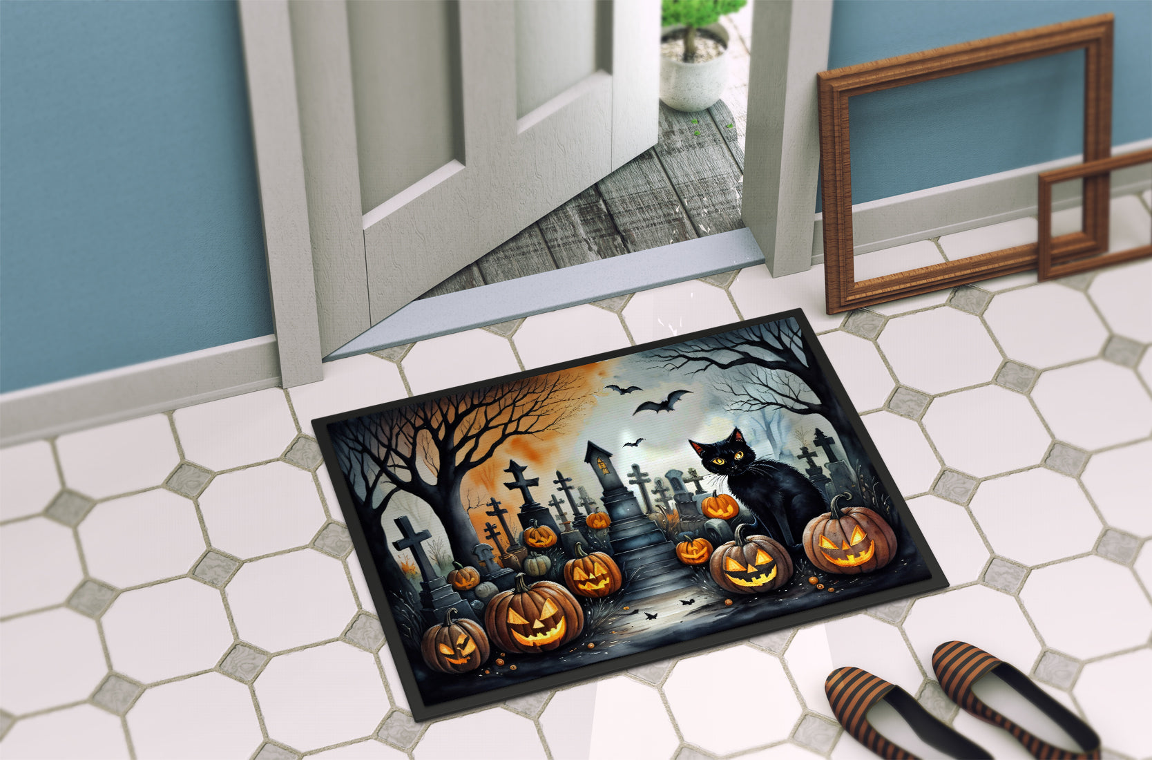 Black Cat Spooky Halloween Doormat - One Color / One Size - Home & Garden - Home Textile - Carpets & Rugs