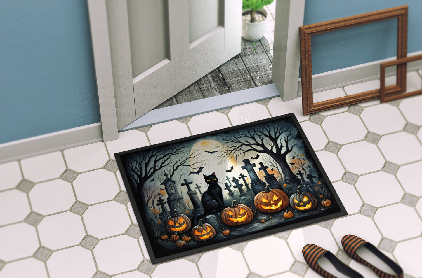 Black Cat Spooky Halloween Doormat - One Color / One Size - Home & Garden - Home Textile - Carpets & Rugs