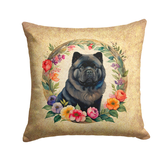Black Chow Chow and Flowers Throw Pillow - One Color / One Size - Home & Garden - Home Textile - Pillows