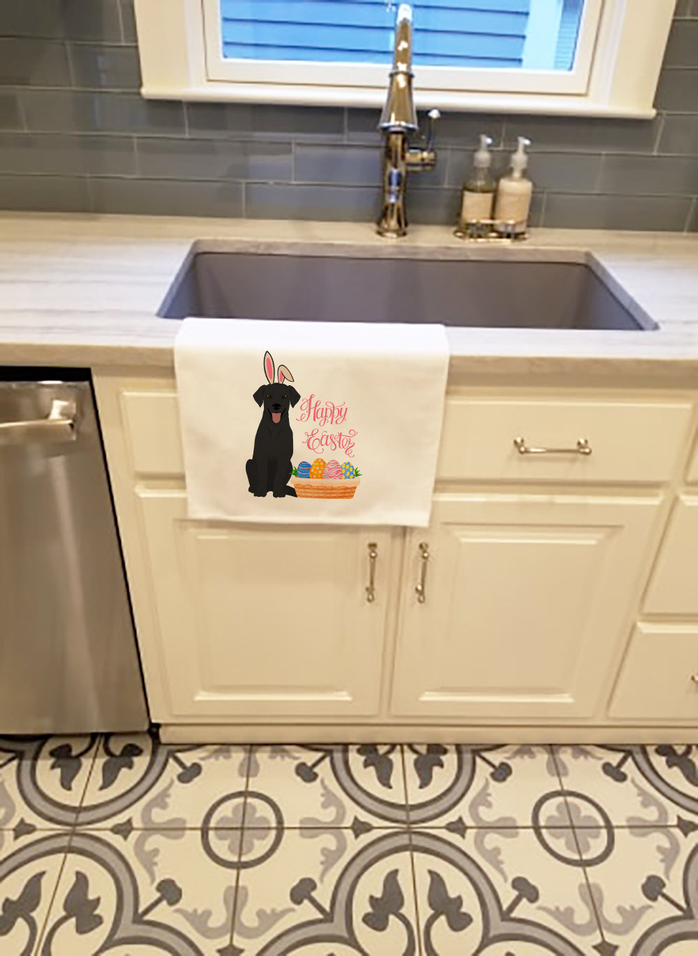 Black Labrador Retriever Easter Kitchen Towel Set of 2 - One Color / One Size - Home & Garden - Home Textile - Towels