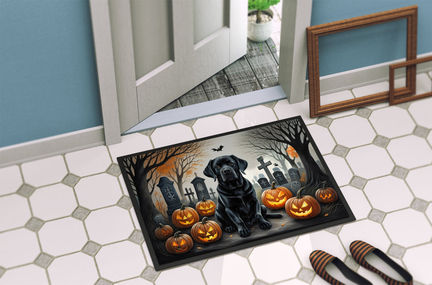 Black Labrador Retriever Spooky Halloween Doormat - One Color / One Size - Home & Garden - Home Textile - Carpets & Rugs