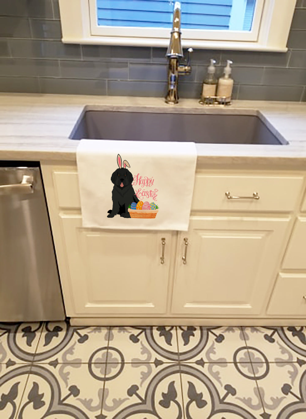 Black Newfoundland Easter Kitchen Towel Set of 2 - One Color / One Size - Home & Garden - Home Textile - Towels