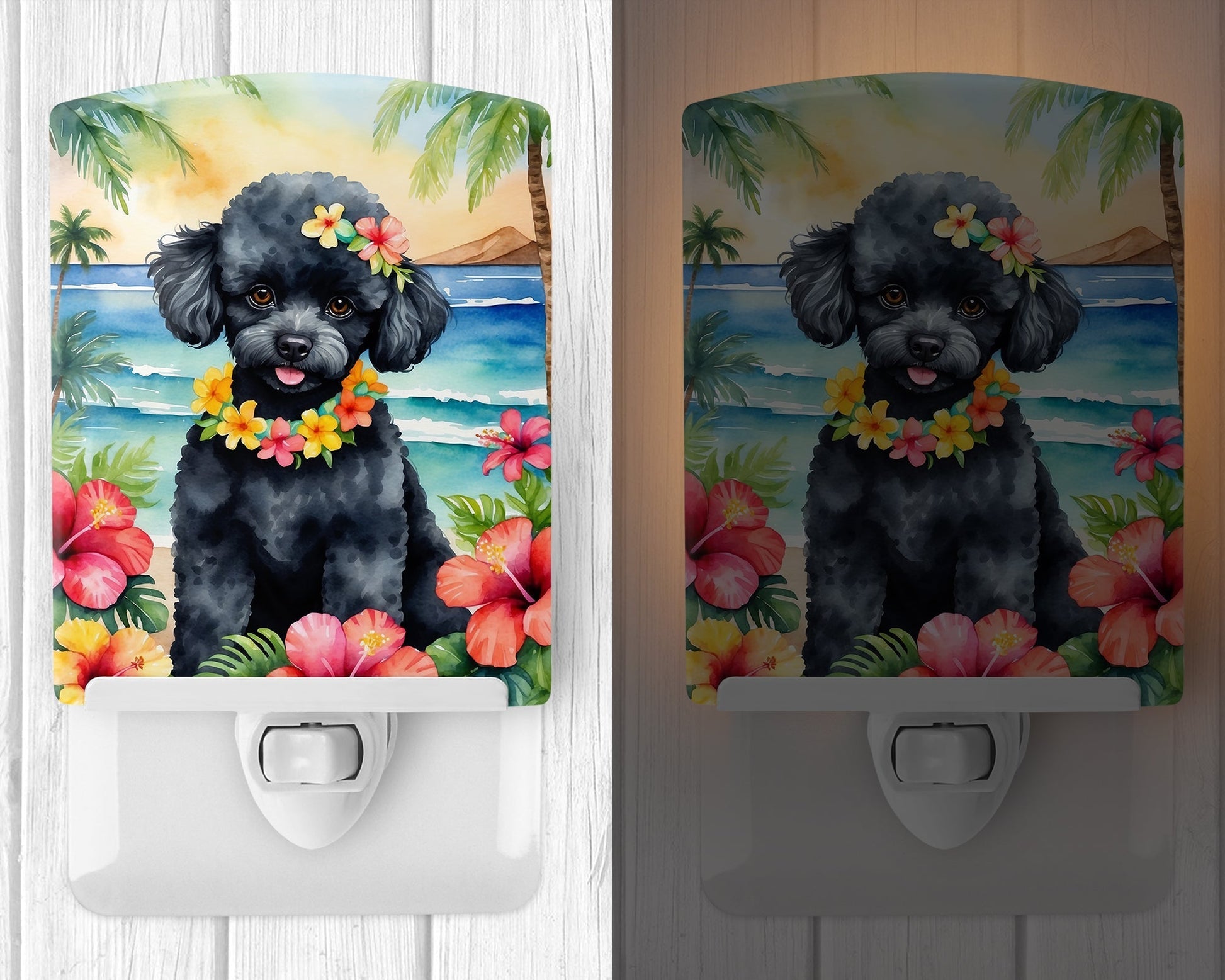 Black Poodle Luau Ceramic Night Light - One Color / One Size - Home & Garden - Home Improvement - Lights & Lighting