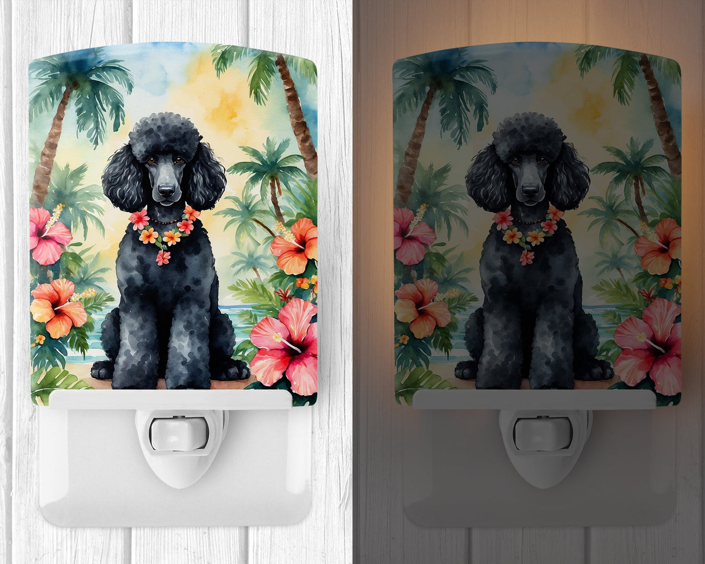 Black Poodle Luau Ceramic Night Light - One Color / One Size - Home & Garden - Home Improvement - Lights & Lighting