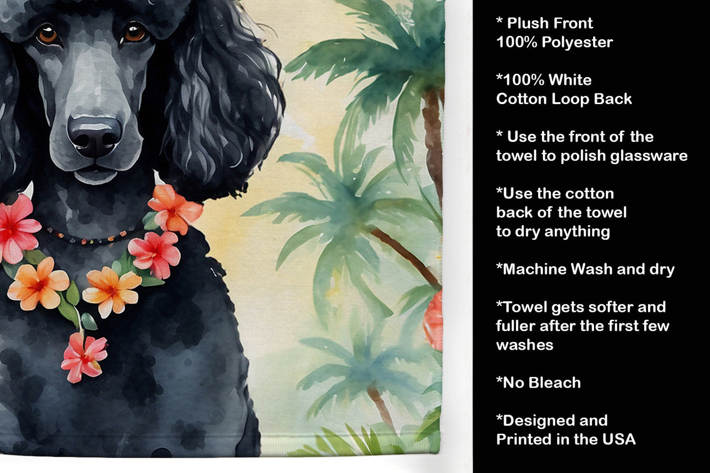 Black Poodle Luau Kitchen Towel - One Color / One Size - Home & Garden - Home Textile - Towels