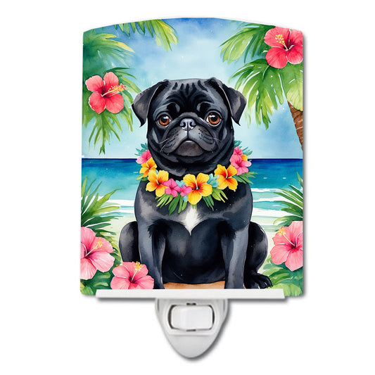 Black Pug Luau Ceramic Night Light - One Color / One Size - Home & Garden - Home Improvement - Lights & Lighting