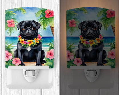 Black Pug Luau Ceramic Night Light - One Color / One Size - Home & Garden - Home Improvement - Lights & Lighting