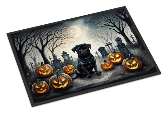 Black Pug Spooky Halloween Doormat - One Color / One Size - Home & Garden - Home Textile - Carpets & Rugs