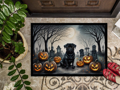 Black Pug Spooky Halloween Doormat - One Color / One Size - Home & Garden - Home Textile - Carpets & Rugs