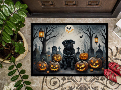 Black Pug Spooky Halloween Doormat - One Color / One Size - Home & Garden - Home Textile - Carpets & Rugs