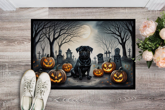 Black Pug Spooky Halloween Doormat - One Color / One Size - Home & Garden - Home Textile - Carpets & Rugs