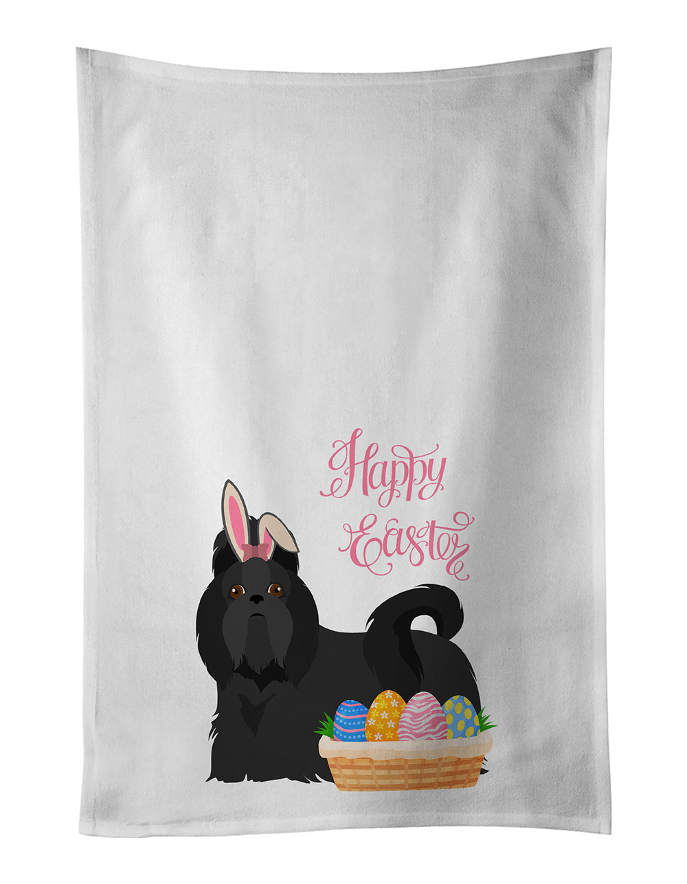 Black Shih Tzu Easter Kitchen Towel Set of 2 - One Color / One Size - Home & Garden - Home Textile - Towels