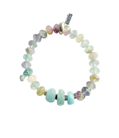 Blue Gemstone Bracelets - Faceted Flourite & Aquamarine - Jewelry & Accessories - Bracelets & Bangles - Strand Bracelets