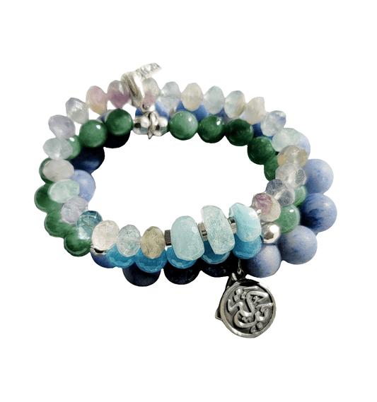 Blue Gemstone Bracelets - Set of 3 - All Bracelets - Jewelry & Accessories - Bracelets & Bangles - Strand Bracelets