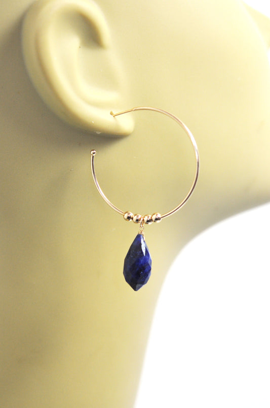 Blue Sapphire Hoop Earrings - One Color / One Size - Jewelry & Accessories - Earrings - Hoop Earrings