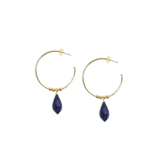 Blue Sapphire Hoop Earrings - One Color / One Size - Jewelry & Accessories - Earrings - Hoop Earrings