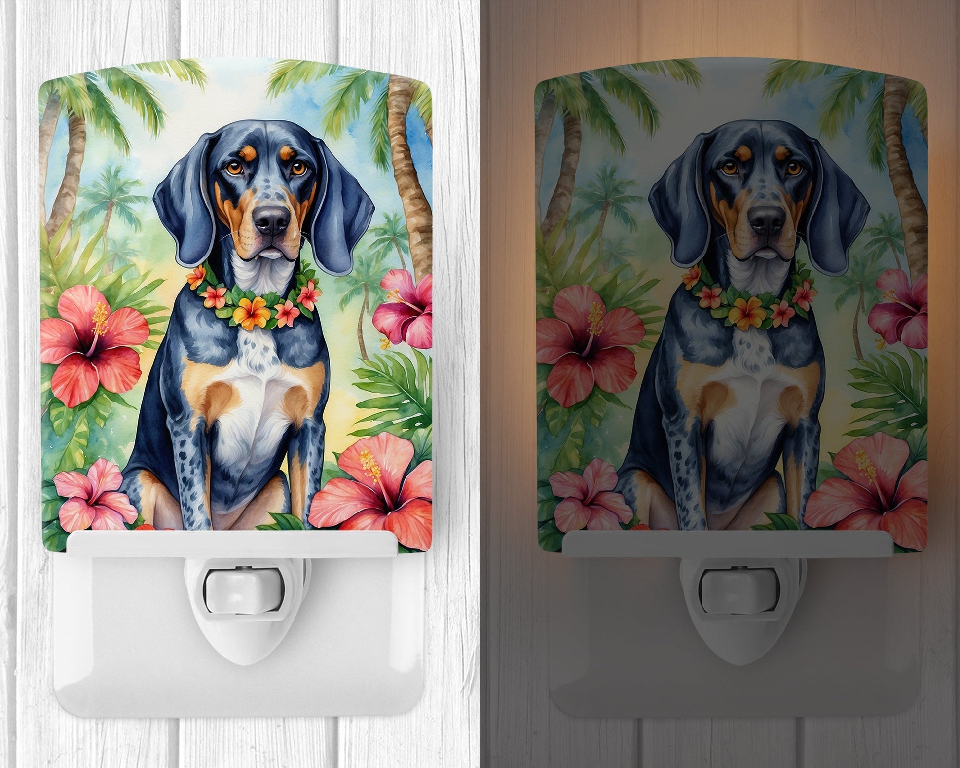 Bluetick Coonhound Luau Ceramic Night Light - One Color / One Size - Home & Garden - Home Improvement - Lights &