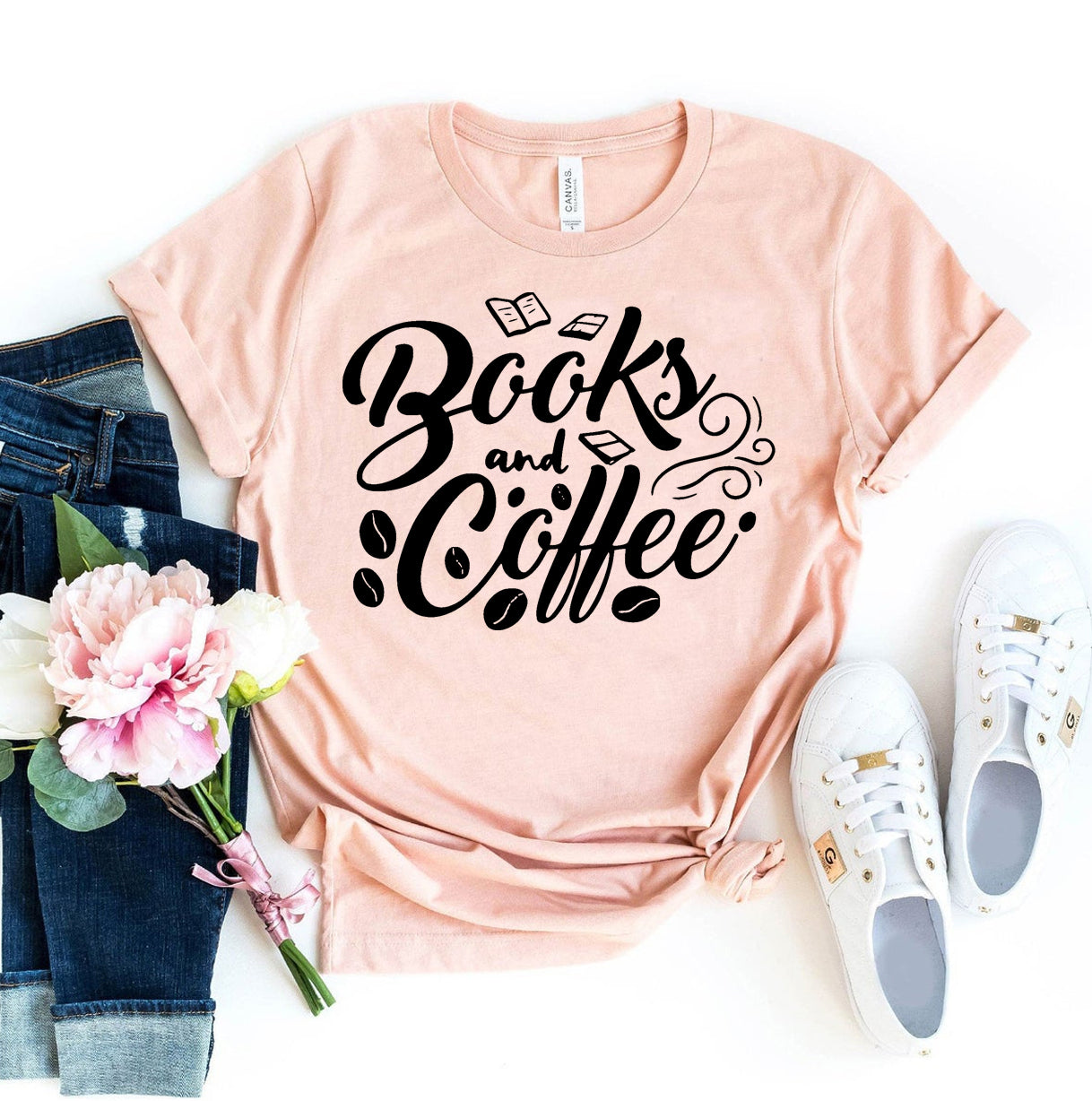 Books and Coffee T-Shirt - Women’s Fashion - Women’s Clothing - Tops & Tees - T-Shirts