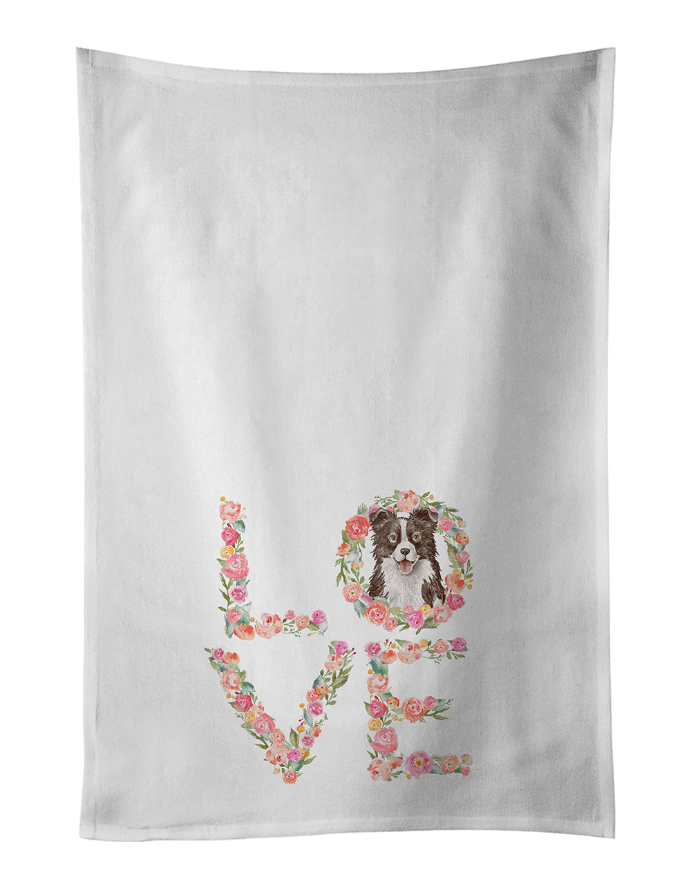 Border Collie #3 Love Kitchen Towel Set of 2 - One Color / One Size - Home & Garden - Home Textile - Towels