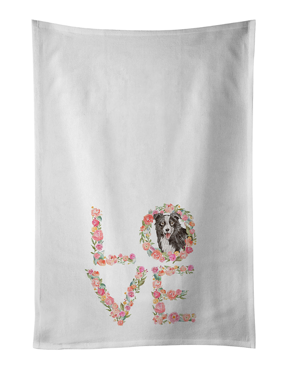 Border Collie #4 Love Kitchen Towel Set of 2 - One Color / One Size - Home & Garden - Home Textile - Towels
