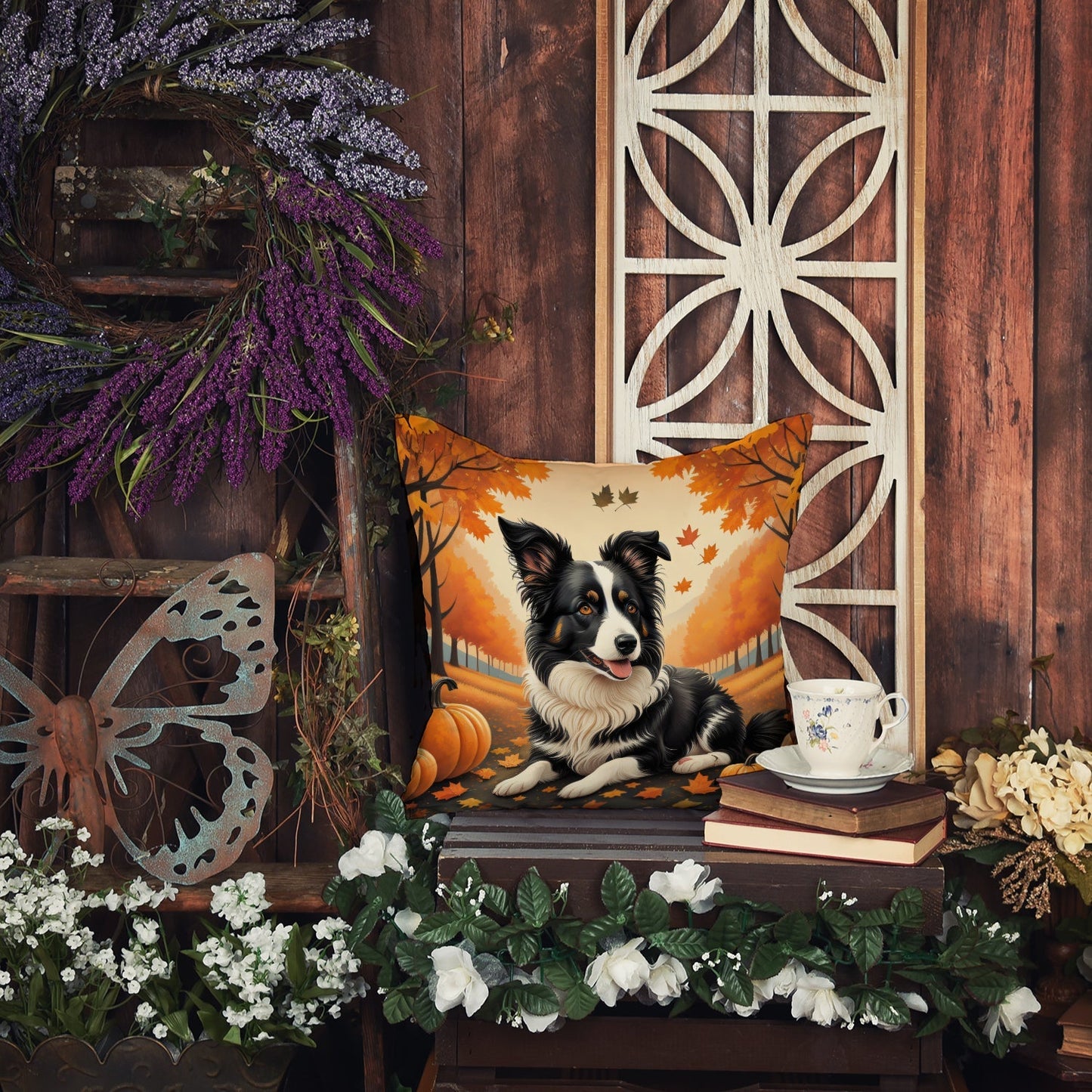 Border Collie Fall Throw Pillow - One Color / One Size - Home & Garden - Home Textile - Pillows