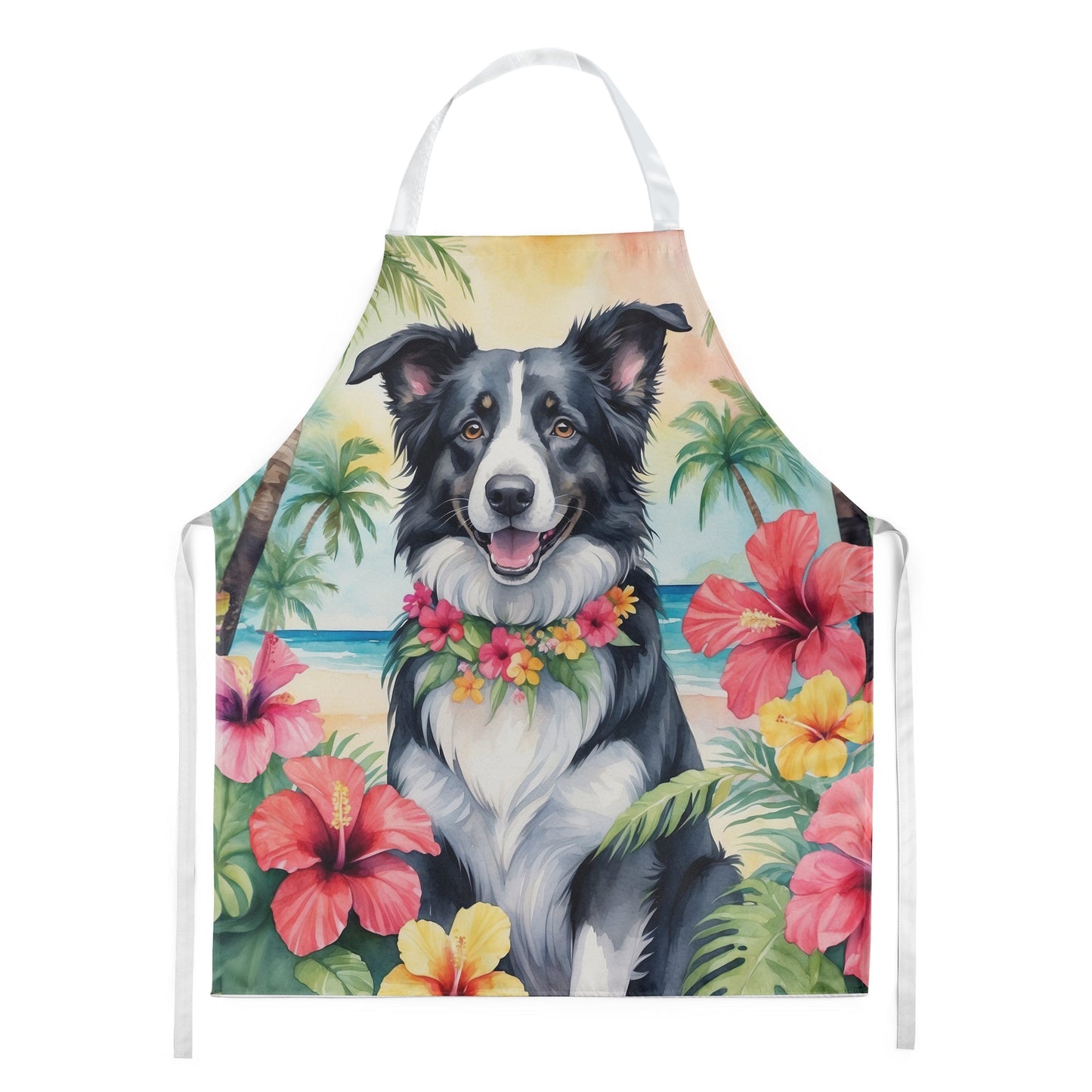 Border Collie Luau Apron - One Color / One Size - Home & Garden - Kitchen Dining & Bar - Table Decoration & Accessories