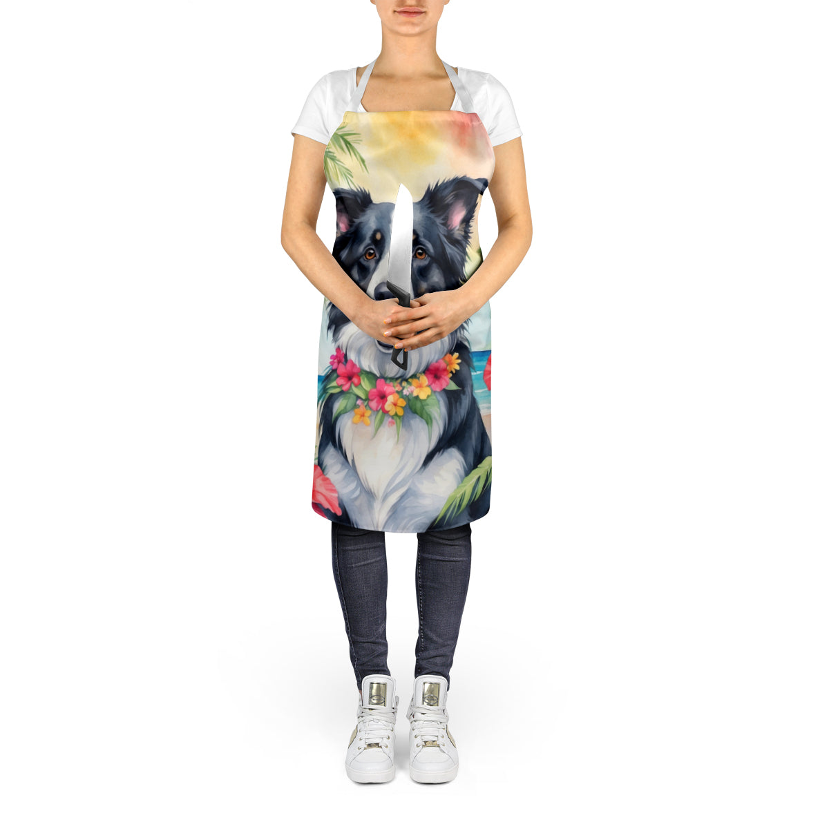 Border Collie Luau Apron - One Color / One Size - Home & Garden - Kitchen Dining & Bar - Table Decoration & Accessories