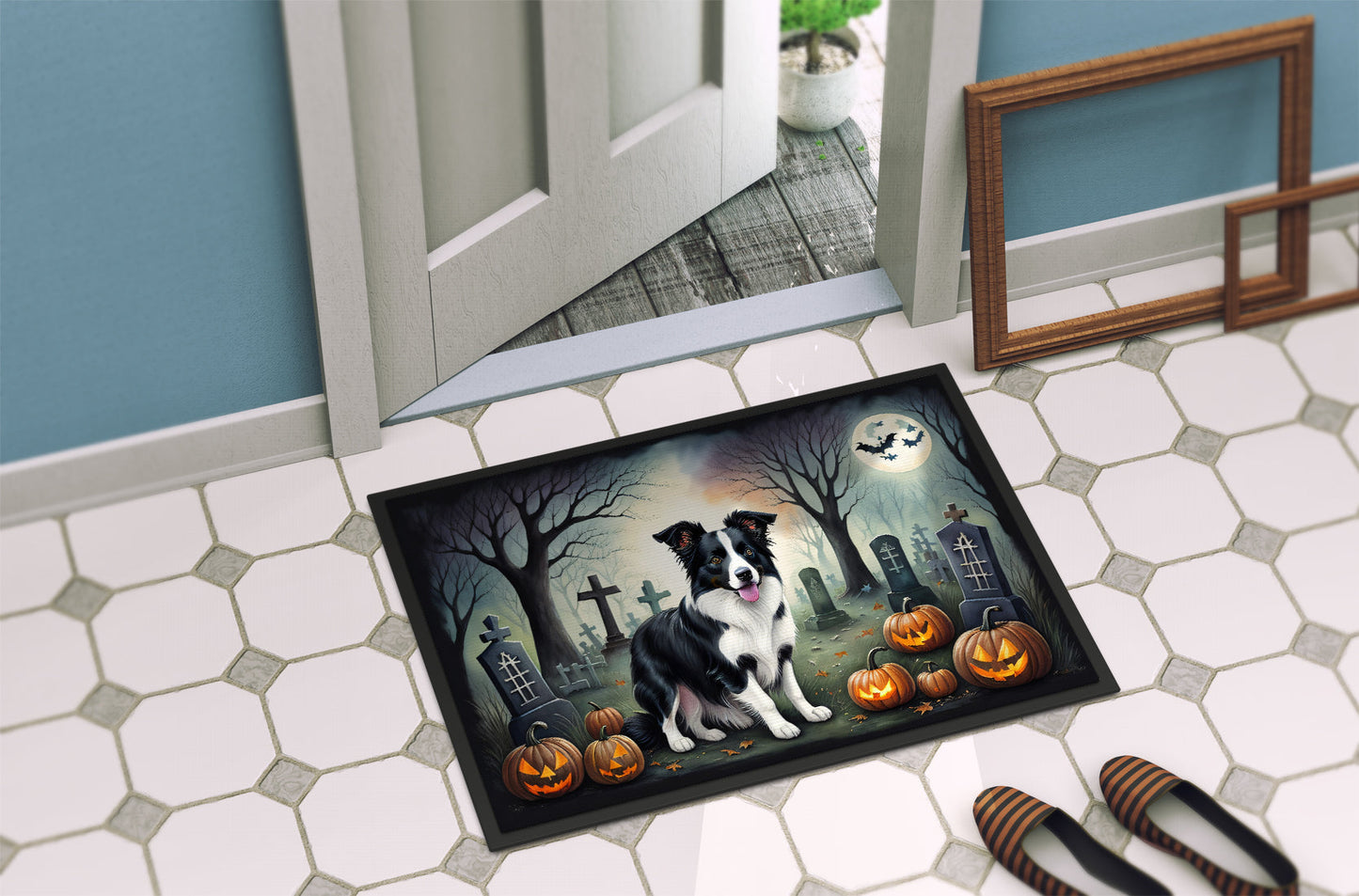 Border Collie Spooky Halloween Doormat - One Color / One Size - Home & Garden - Home Textile - Carpets & Rugs