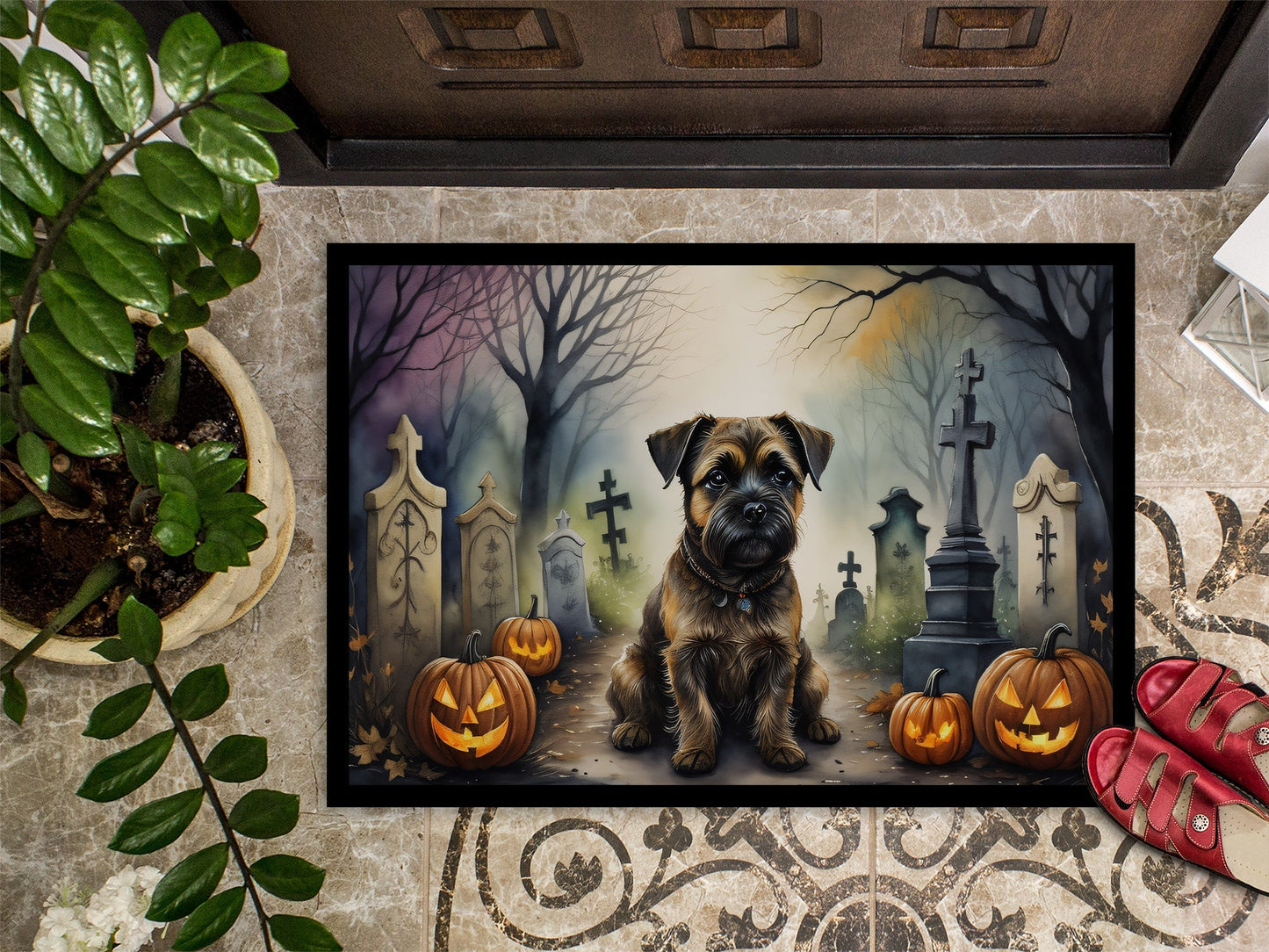 Border Terrier Spooky Halloween Doormat - One Color / One Size - Home & Garden - Home Textile - Carpets & Rugs