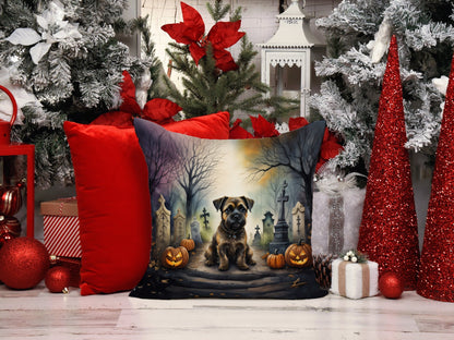 Border Terrier Spooky Halloween Throw Pillow - One Color / One Size - Home & Garden - Home Textile - Pillows