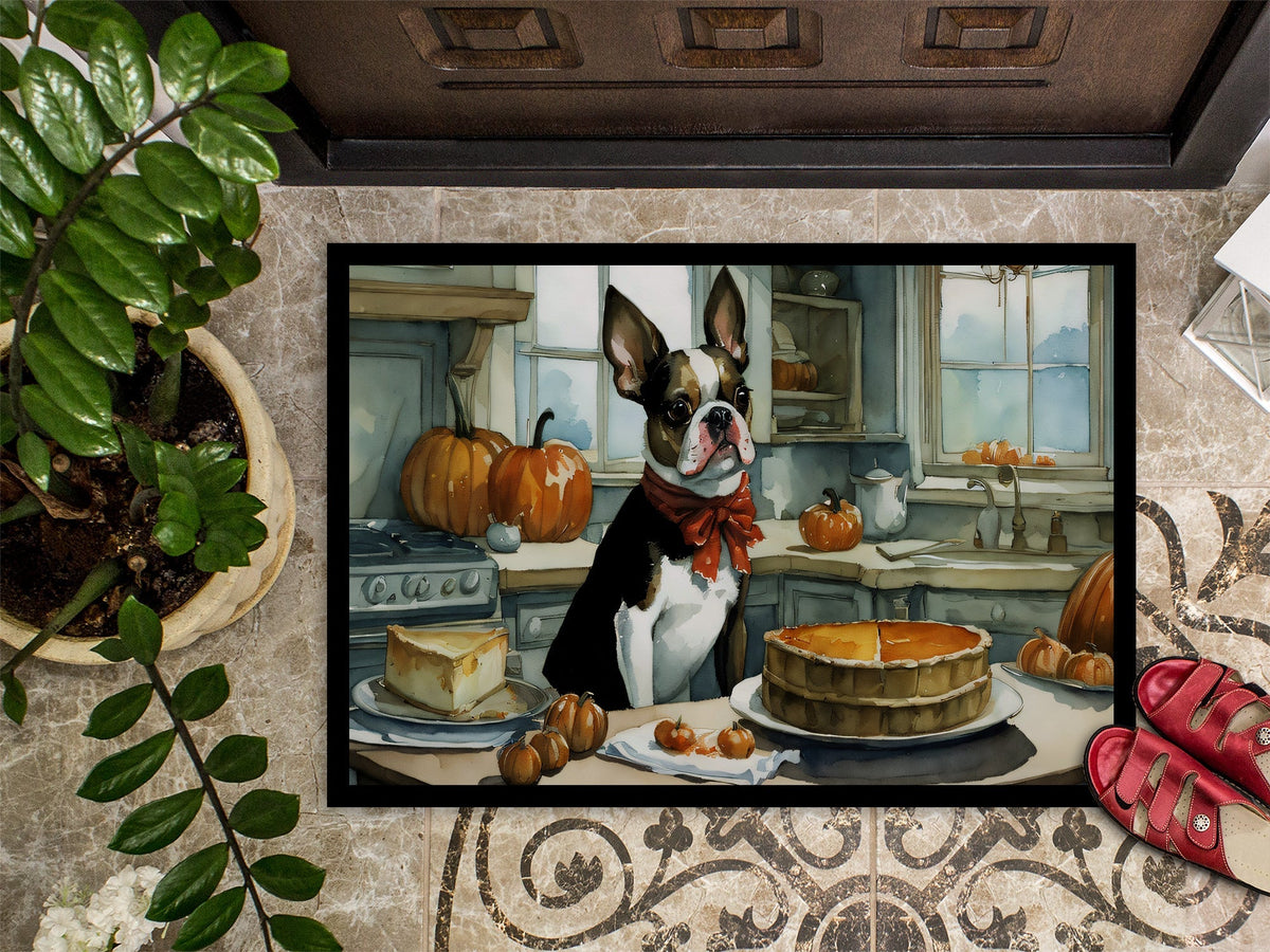 Boston Terrier Fall Kitchen Pumpkins Doormat - One Color / One Size - Home & Garden - Home Textile - Carpets & Rugs
