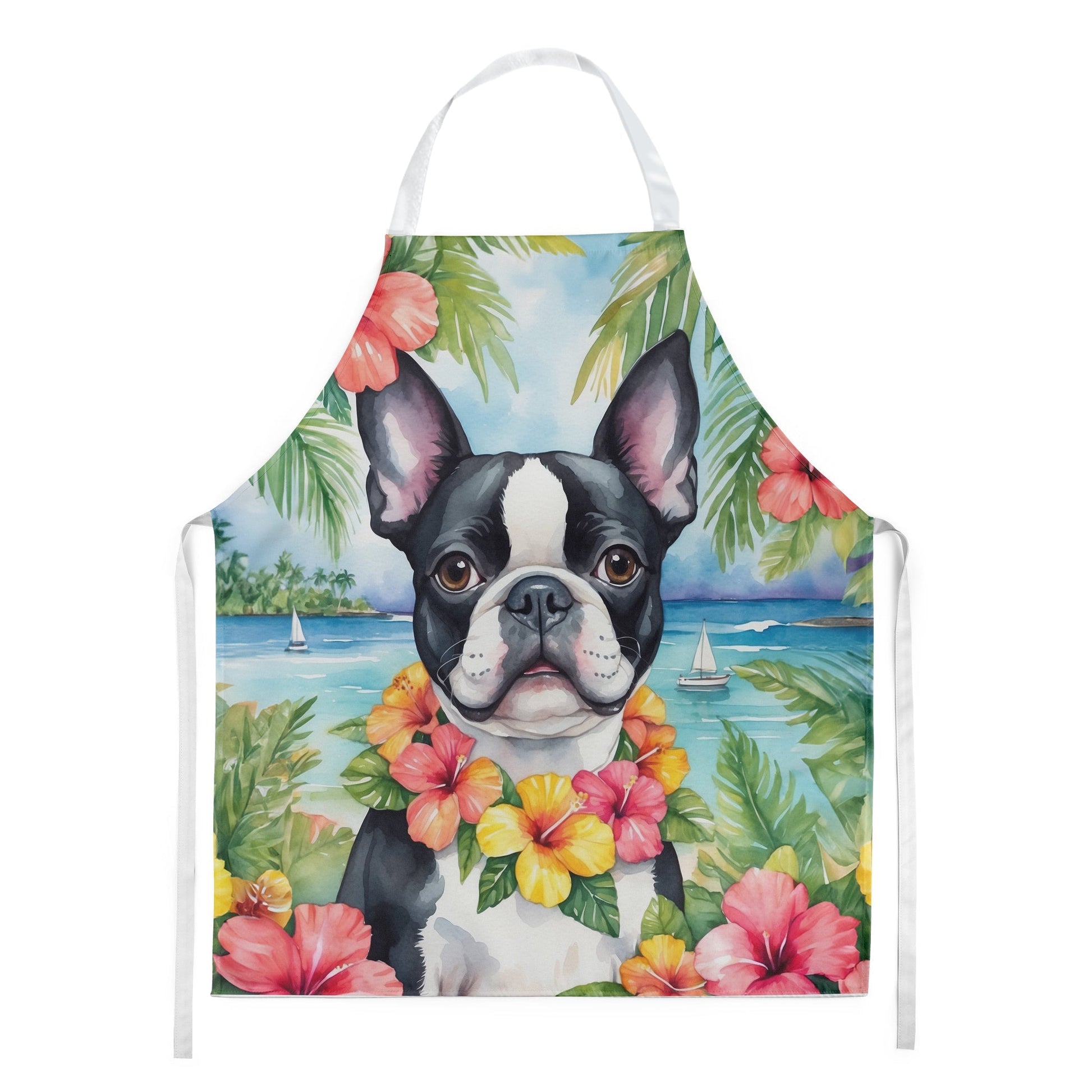 Boston Terrier Luau Apron - One Color / One Size - Home & Garden - Kitchen Dining & Bar - Table Decoration & Accessories