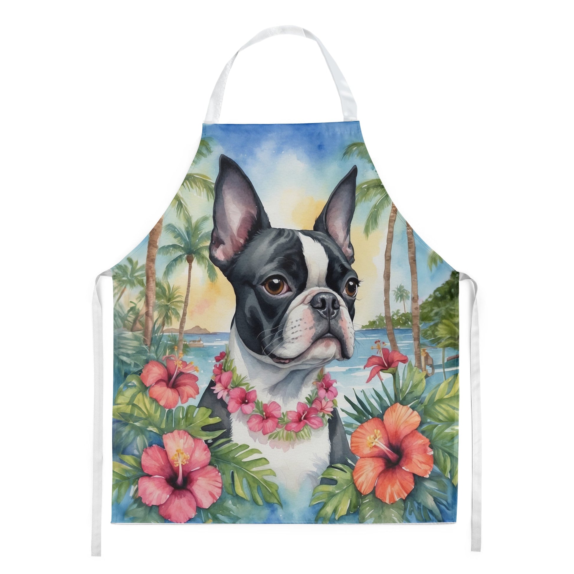 Boston Terrier Luau Apron - One Color / One Size - Home & Garden - Kitchen Dining & Bar - Table Decoration & Accessories