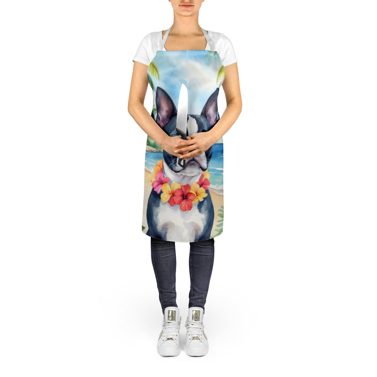 Boston Terrier Luau Apron - One Color / One Size - Home & Garden - Kitchen Dining & Bar - Table Decoration & Accessories