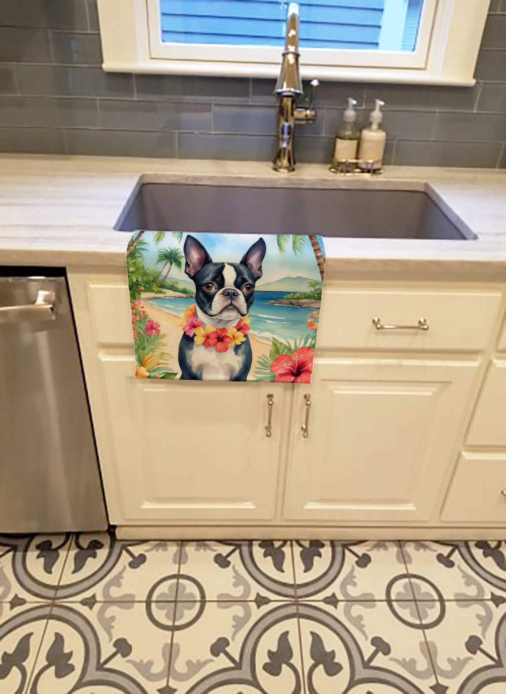 Boston Terrier Luau Kitchen Towel - One Color / One Size - Home & Garden - Home Textile - Towels