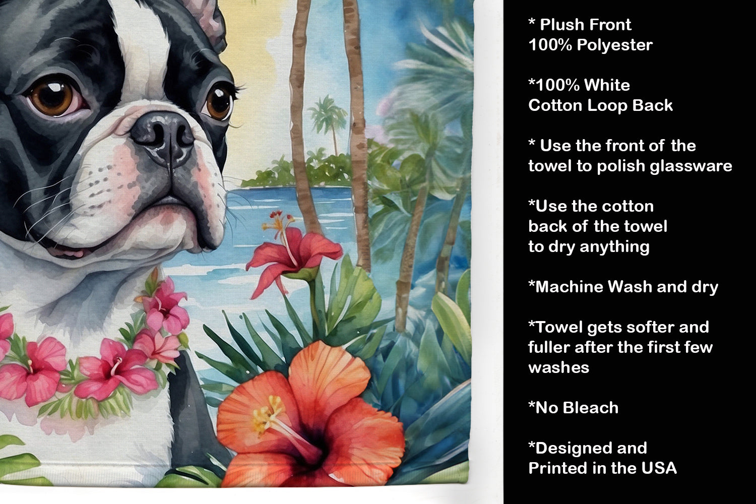 Boston Terrier Luau Kitchen Towel - One Color / One Size - Home & Garden - Home Textile - Towels