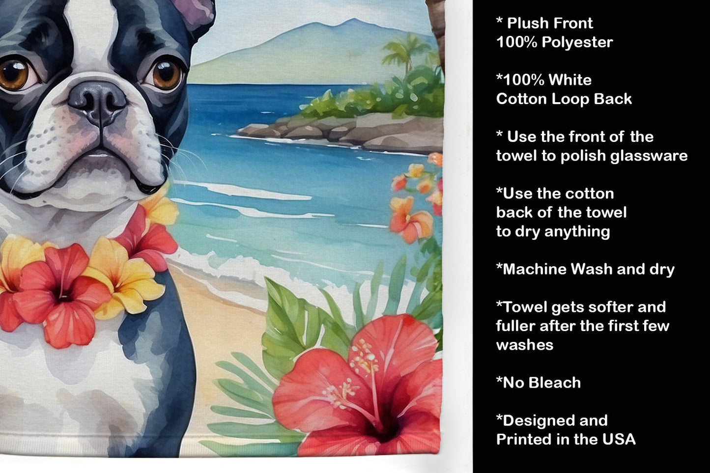 Boston Terrier Luau Kitchen Towel - One Color / One Size - Home & Garden - Home Textile - Towels