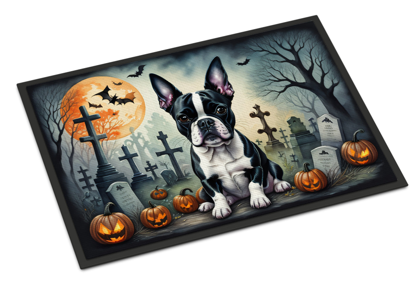 Boston Terrier Spooky Halloween Doormat - One Color / One Size - Home & Garden - Home Textile - Carpets & Rugs